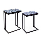 Set 2 Neapolis -Tische in Stahl mit MDF -Top mit 62,5H 56H -CM -Druck