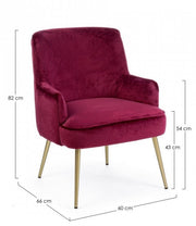 Moderner Sessel Velvet Bordeaux Clelia