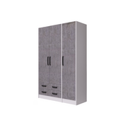 Drei Türen Garderobe mit Schubladen Beton weiße Struktur H210x136x52cm