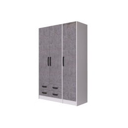 Drei Türen Garderobe mit Schubladen Beton weiße Struktur H210x136x52cm