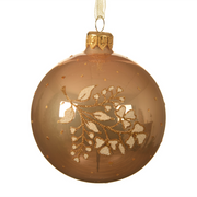 Weihnachtsball Emaille Karamellgold mit Blume Ø8 cm