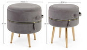 Set 2 Dark Pavlina Velluto Grey Velvet Effect Stool