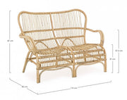 Outdoor -Sofa in Rattan zwei Sitze Clarita 119x83x H87 cm