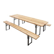 Garten -Set -Tisch und zwei Holzbänke und Verdelook -Stahl