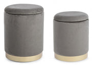 2 Pouf in Samt mit Polina Grey Container eingestellt