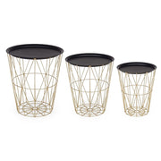 Set von 3 Metallbehältertisch -Atmosphärenstil