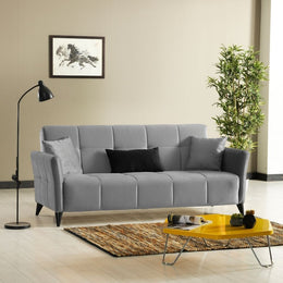 Levy -Sofa 3 Sitze in grauem Stoff mit Behälter und Effez -Bett