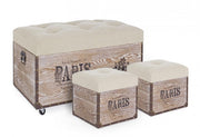 Set von 3 Poufs in MDF Beige Tavel Paris