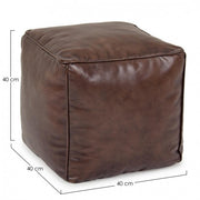 Vintage Mendez Pouf in braunem Leder 40x40 cm