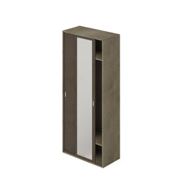 Kleiderschrank mit Spiegelschiebetüren und Kleiderbügelfarbe Schlammfarbe Struktur H212X90x43cm