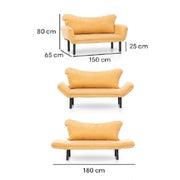 2 -seerer graues Chat -Sofa mit liegenden Armlehnen