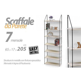 Schlankes Wandregal 7 Regale 65 x 17 x 205 h cm cm