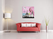 Druck auf Glas 70x70 cm mit mehrfarbiger Leinwand