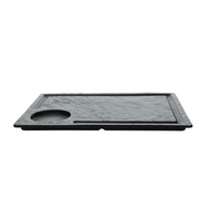 Rechteckige Steakplatte 33x24 cm schwarz in schwarzem Porzellan