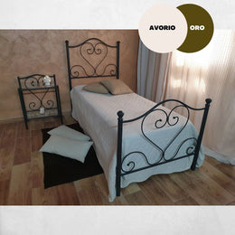 Einzelbettmohn -Schmiedeeisen -Elfenbein -Gold -Effez