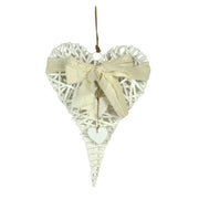 Heart Wicker White mit Bogen CM30x40x7
