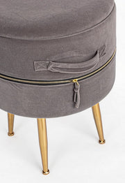 Set 2 Dark Pavlina Velluto Grey Velvet Effect Stool