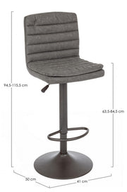 Dunkelgrauer Barhocker im Vintage Eco -Leder