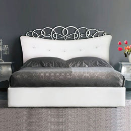 Doppelbettbehälter mit Kopf in Eco -Leder 180x200xh.155 cm