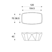 Moderner Tisch fossile Steingrau 120 x 70 x H 40 cm