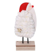 Santa Claus Wood Fabric Weiß LED CM10X5H21