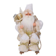 Santa Claus Stoff auf weißem Schlitten Gold CM33X12H30