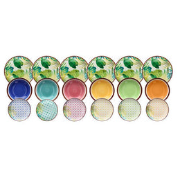 18 -Stück -Gerichte Service New Jungle Porzellan Multicoloror