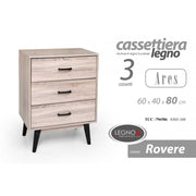 3 Schubladenraumstruhe der Schubladen mit erhöhten Füßen 60 x 40 x 80 h cm