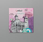 Druck auf Glas 70x70 cm mit mehrfarbiger Leinwand