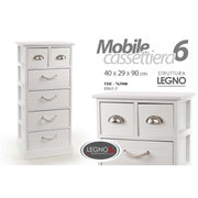 Weiße Holzkiste von Schubladen mit 6 Schubladen 40 x 29 x 90 h cm