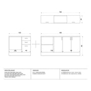 Reversible weiße Winkelküche 180x160 cm
