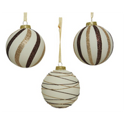 White-Marrone-Gold-Weihnachtskugel verteilt Ø8cm