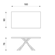 Fester Tisch in Stapel -Eichen- und Metallbeinen 160x76H CM