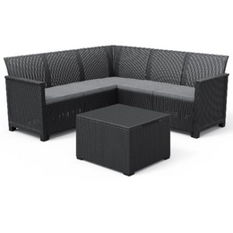 Emma Corner Garden Lounge, 5 Sitze mit Tisch, Graphitfarbe