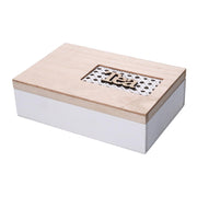 Holzhalterbox 6 Rechteckige weiße Kompartimente CM24X16H7