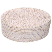 Rattan Box Algarve White Round Cmø30h10