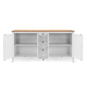 (2c) Mobile Crednenza 4 Türen 3 Schubladen weiß mit Top Eiche 180x40xh.90 cm (Bergen51bi) Effez