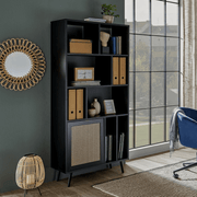Wiene schwarze Bibliothek mit Wicker Effect Fronten