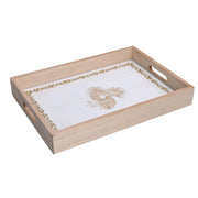 Rechteckige weiße Holzschale CM35X25H4.5