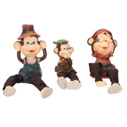 Statue Harz Monkey Set 3 Teile Brown CM14X7H10