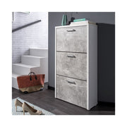 Scarpiera 3 klappt weiße Struktur und Zement 61x25xh.115 cm