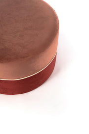 Pouf Velluto Ancient Pink Wood und Burgund CM 62 x 62 x H 39