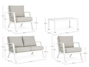 Outdoor Set 4 PCs Wohnzimmer mit weißen Harley -Kissen