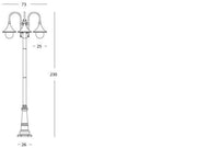 Aluminium -Suspensionslampe mit transparenten Lautsprechern - 3 Lampen - max. 150 mm Rost
